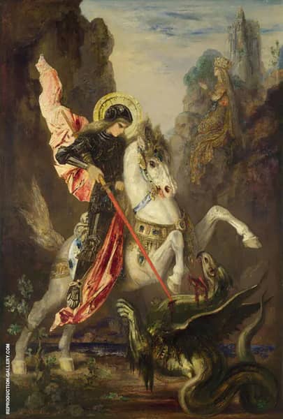 Saint George and The Dragon by Gustave Moreau | Oil Painting Reproduction