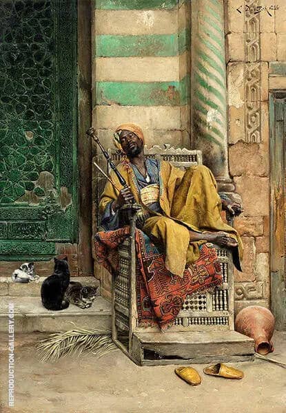 The Goza Smoker by Ludwig Deutsch | Oil Painting Reproduction