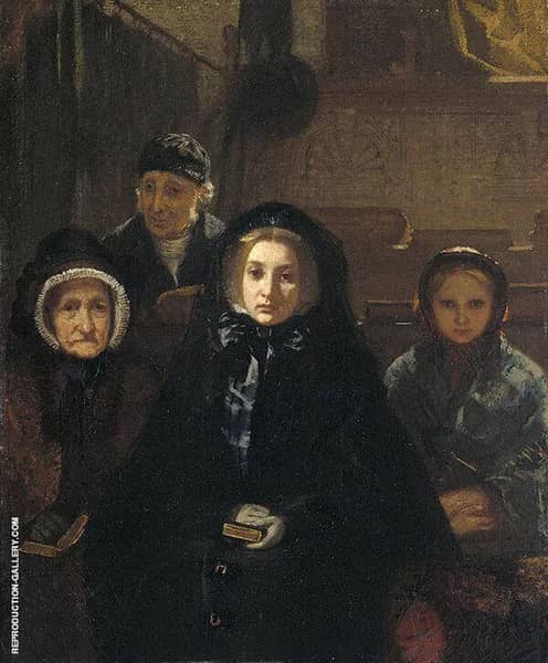 Early to Church 1861 by August Allebe | Oil Painting Reproduction