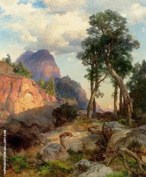 Mountain Lion in Grand Canyon Lair of The Mountain Lion 1914 | Oil Painting Reproduction