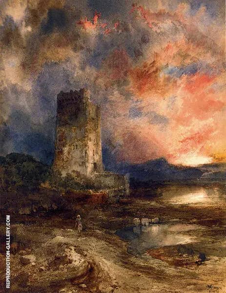 Sunset on The Moor by Thomas Moran | Oil Painting Reproduction