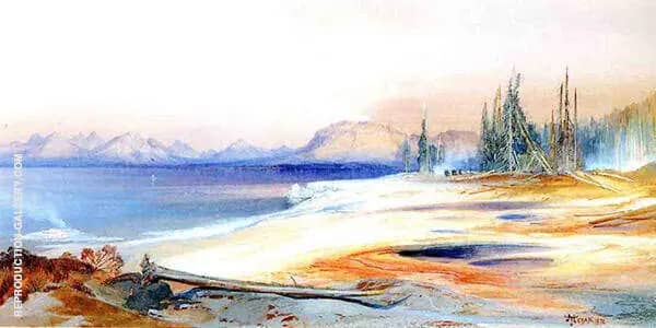 The Yellowstone Lake with Hot Springs | Oil Painting Reproduction