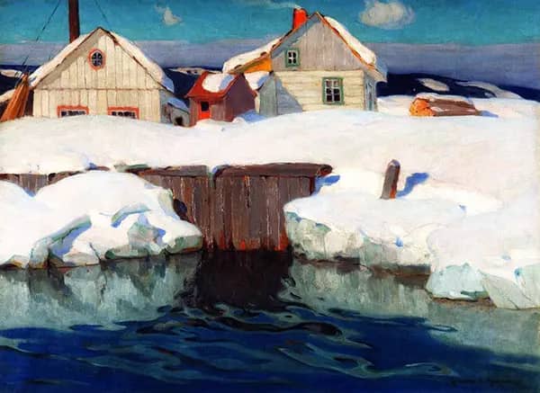 Winter Sun Clarence Gagnon by Clarence Cagnon | Oil Painting Reproduction