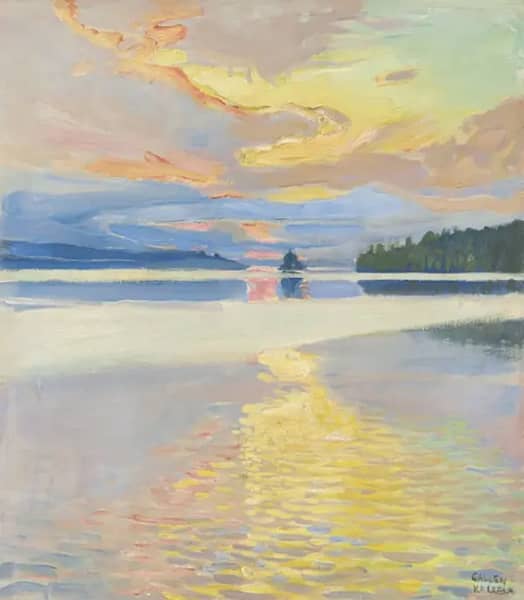 Sunset over Lake Ruovesi | Oil Painting Reproduction