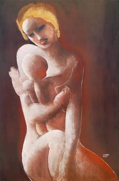 Mother with Child 1936 by Bela Kadar | Oil Painting Reproduction