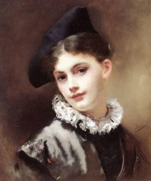 A Coquettish Smile by Gustav Jacquet | Oil Painting Reproduction