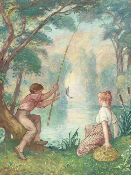 Fishing on The Ligne by Georges d'Espagnat | Oil Painting Reproduction