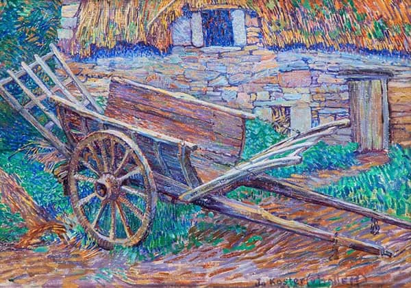 A Wheelbarrow in front of a Farm 1920 | Oil Painting Reproduction