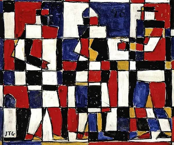 Structure in Five Tones with Three Fingures 1946 | Oil Painting Reproduction