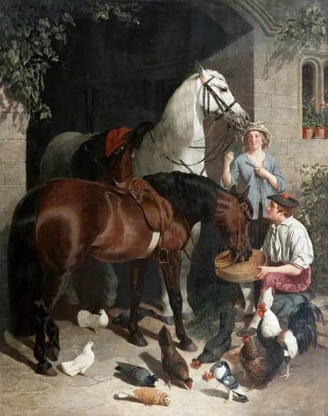 Feeding The Horses | Oil Painting Reproduction