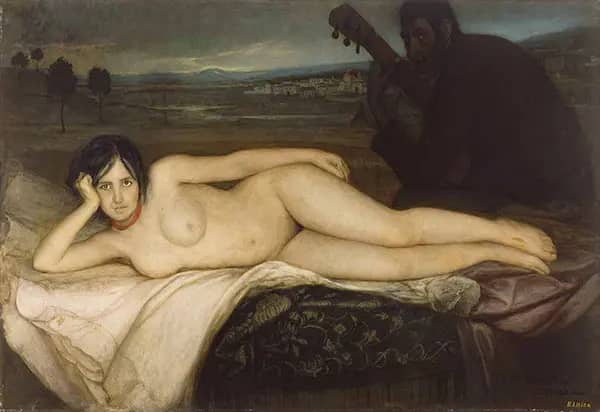 La Musa Gitana 1907 by Julio Romero de Torres | Oil Painting Reproduction