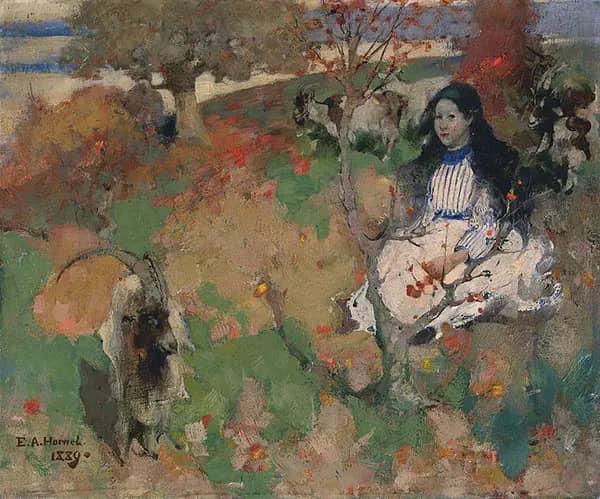 The Goatherd by Edward Atkinson Hornel | Oil Painting Reproduction