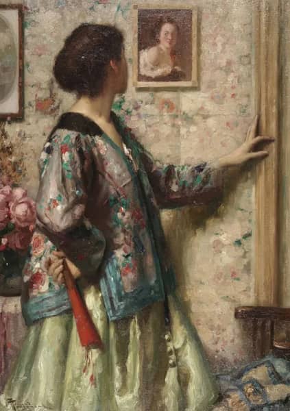 Fille Regardant un Tableau de Fragonarf | Oil Painting Reproduction