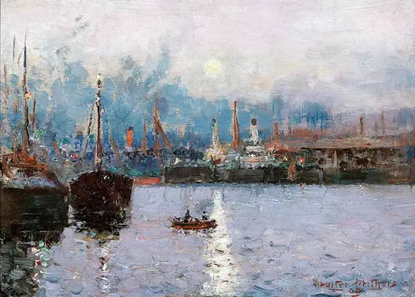 Moonrise on The Yarra 1908 by Walter Withers | Oil Painting Reproduction