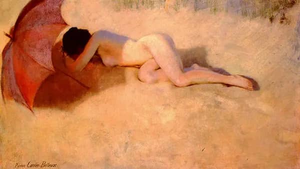 The Bared Girl Under an Umbrella | Oil Painting Reproduction