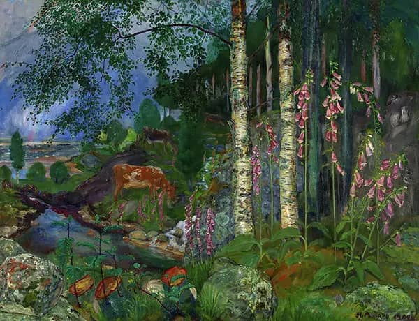 Foxgloves 1909 by Nikolai Astrup | Oil Painting Reproduction