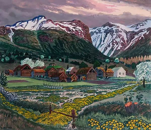 Marsh Marigold Night by Nikolai Astrup | Oil Painting Reproduction