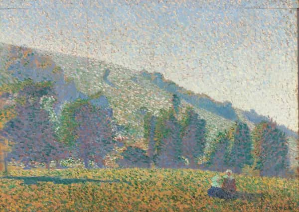 Two Breton Women in a Meadow by Emile Bernard | Oil Painting Reproduction