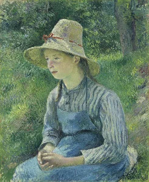 Peasant Girl with a Straw Hat | Oil Painting Reproduction