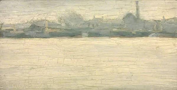 Surrey Side of The River Grey Day 1886 | Oil Painting Reproduction