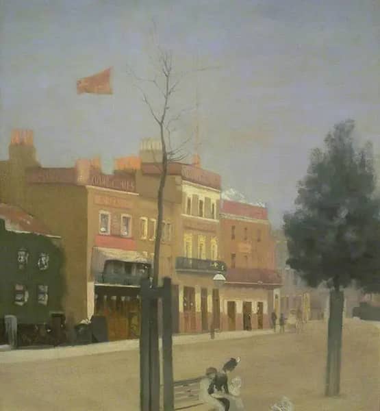 The Three Public Houses Morning Sun Light 1889 | Oil Painting Reproduction