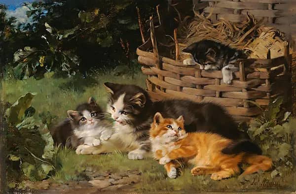 Mother with Three Boys 2 by Julius Adam | Oil Painting Reproduction