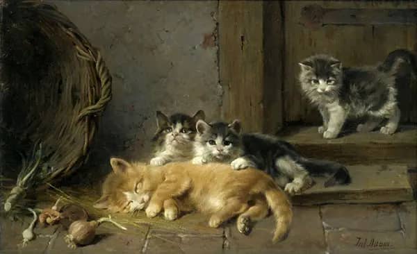 The Wake Up Call by Julius Adam | Oil Painting Reproduction