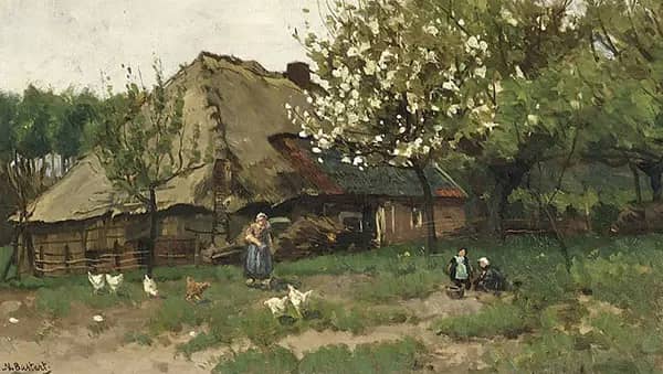 Feeding The Chickens | Oil Painting Reproduction