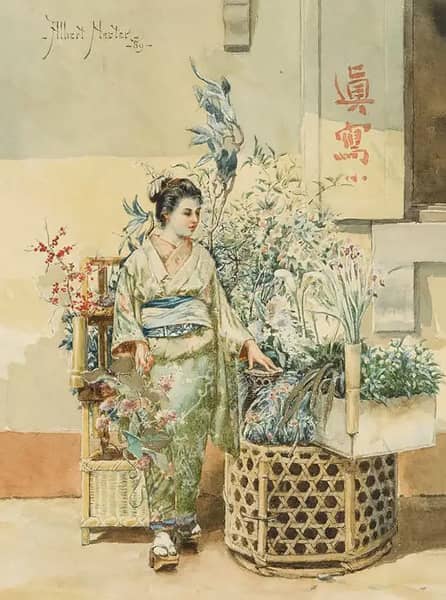 A Japanese Woman by Albert Herter | Oil Painting Reproduction