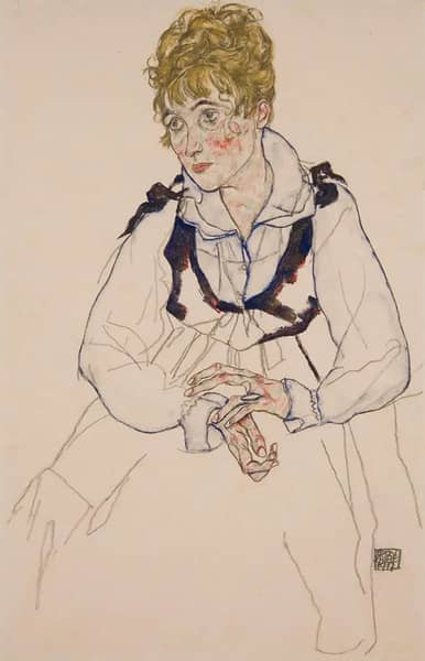 The Artist's Wife Seated by Egon Schiele | Oil Painting Reproduction