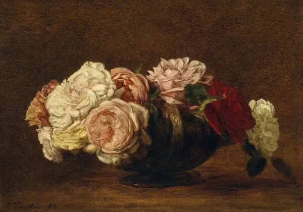Roses in a Bowl 1883 by Henri Fantin-Latour | Oil Painting Reproduction