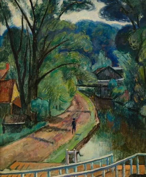 A City Park in Paris France by Samuel Halpert | Oil Painting Reproduction