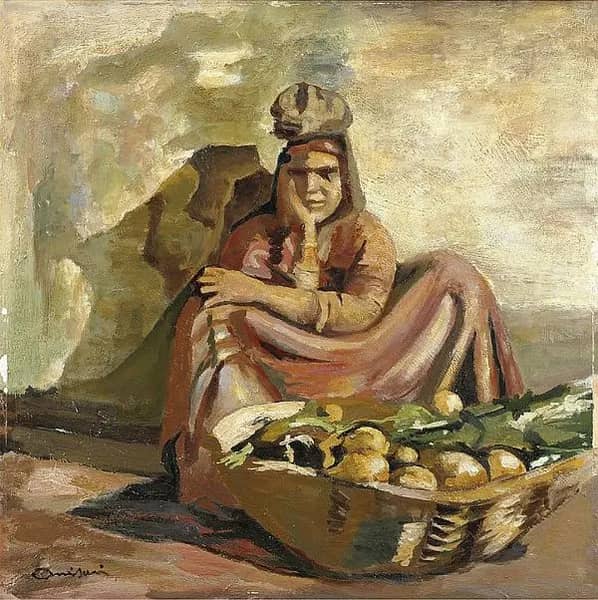 Venditrice di Frutta by Giuseppe Amisani | Oil Painting Reproduction