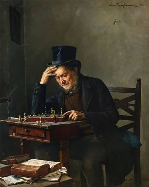 The Chess Player by Isidor Kaufmann | Oil Painting Reproduction