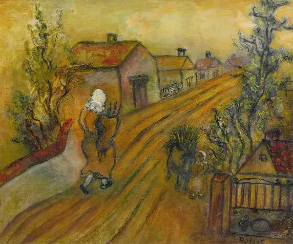 In the Shtetl by Issachar Ber Ryback | Oil Painting Reproduction