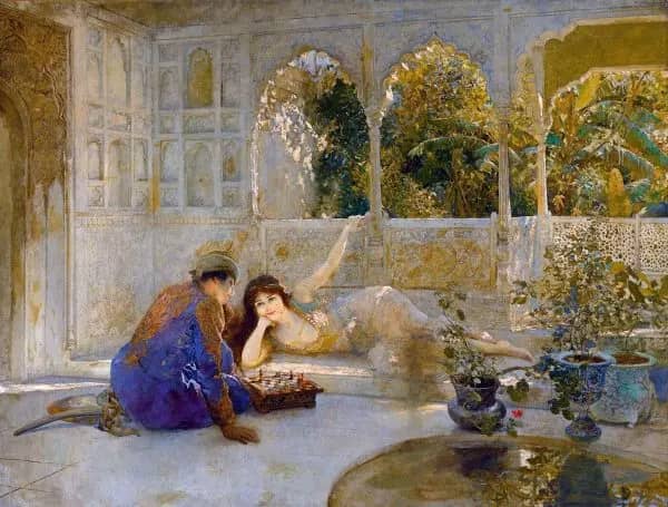 A Game of Chess by Edwin Lord Weeks | Oil Painting Reproduction