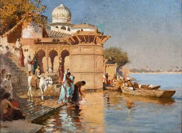 Along the Ghats Mathura by Edwin Lord Weeks | Oil Painting Reproduction