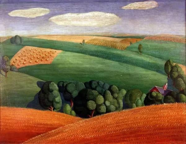 Landscape Farm by Grant Wood | Oil Painting Reproduction