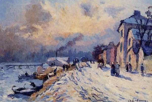 Near Rouen Snowy Weather by Albert Lebourg | Oil Painting Reproduction