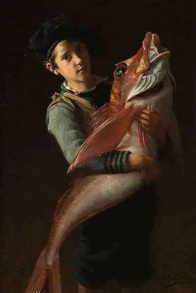Young Fisherman by Alfred Guillou | Oil Painting Reproduction
