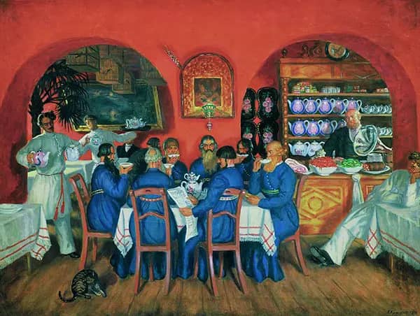 Moscow Tavern by Boris Kustodiev | Oil Painting Reproduction
