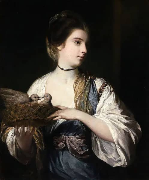 Nancy Reynolds with Doves | Oil Painting Reproduction