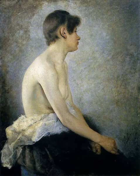 Half Nude Woman 1888 by Anton Azbe | Oil Painting Reproduction