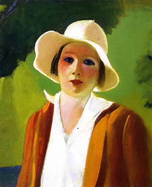 Lady with White Hat by George Luks | Oil Painting Reproduction