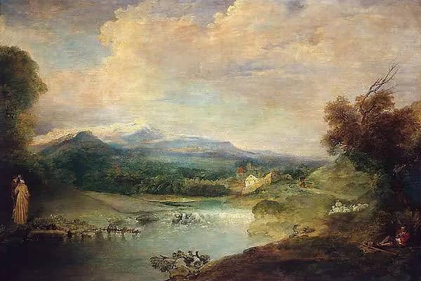 Landscape by Jean Antoine Watteau | Oil Painting Reproduction