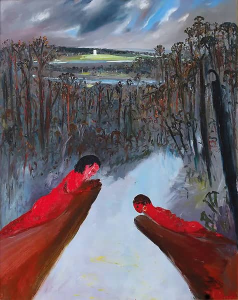 Bathers on Rocks and Water Tower | Oil Painting Reproduction