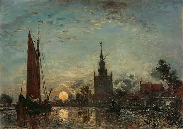Zonsondergang Bij Overschie 1867 | Oil Painting Reproduction
