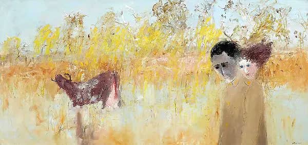 Potter and Wife in a Field with Cow | Oil Painting Reproduction