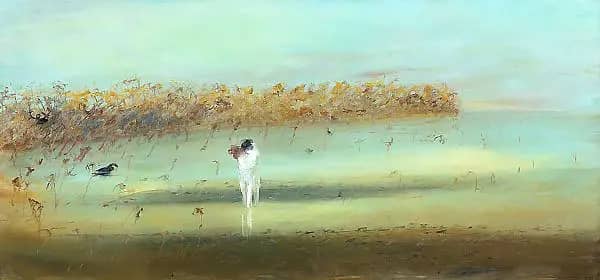 Potter and Wife on Beach at Arthurs Seat | Oil Painting Reproduction
