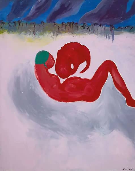 Red Figure in Landscape c1985 | Oil Painting Reproduction